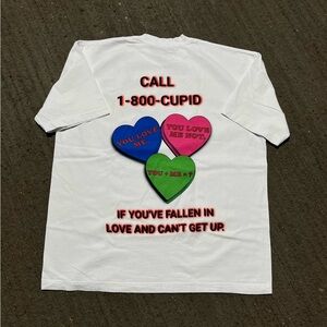 Men’s  White Graphic Tee with Heart Design